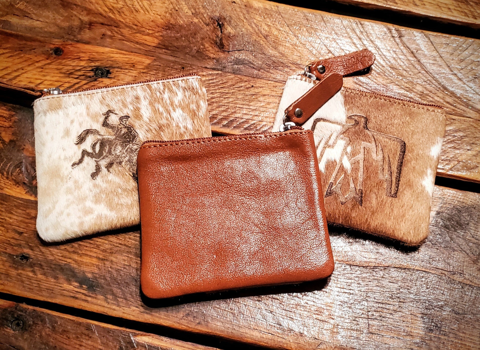 Genuine Cowhide Zip Wallet / Coin Purse - Great Gifts & Stocking Stuffers!