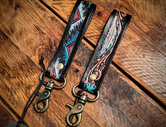 Genuine Tooled Leather Wristlet Straps - Add to Keychains or Purse - Great Cheap Gifts & Stocking Stuffers!