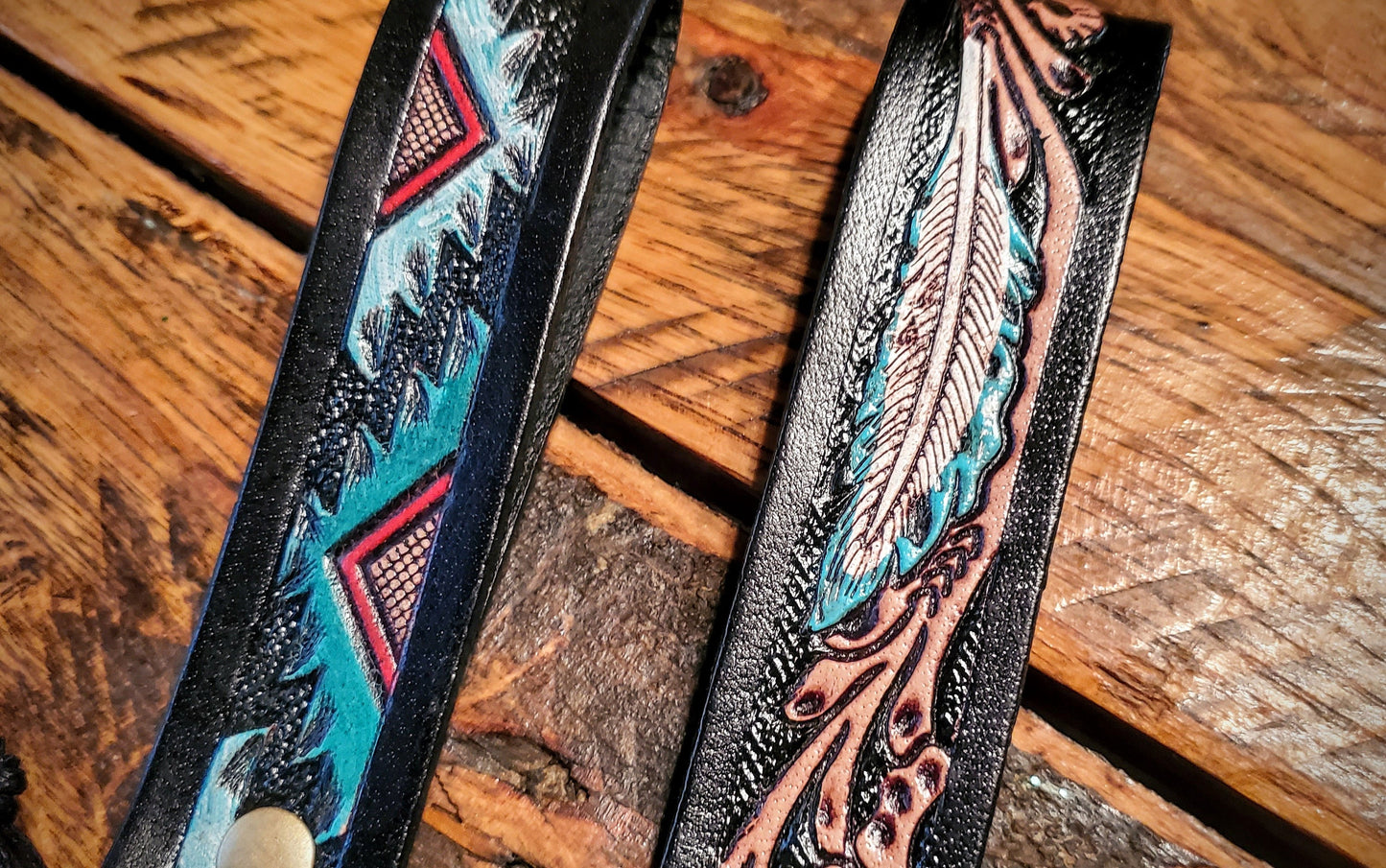 Genuine Tooled Leather Wristlet Straps - Add to Keychains or Purse - Great Cheap Gifts & Stocking Stuffers!