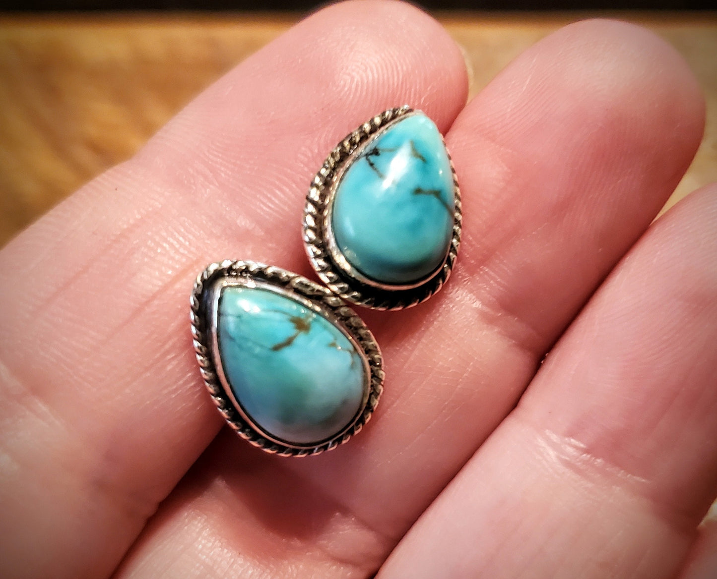 Sterling Silver & Turquoise Stud Earrings