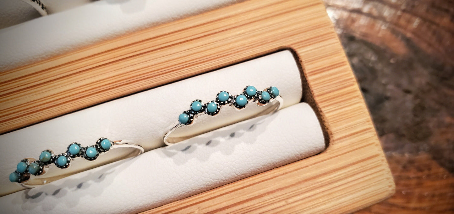 Dainty Sterling Silver & Turquoise Western Stacking Rings