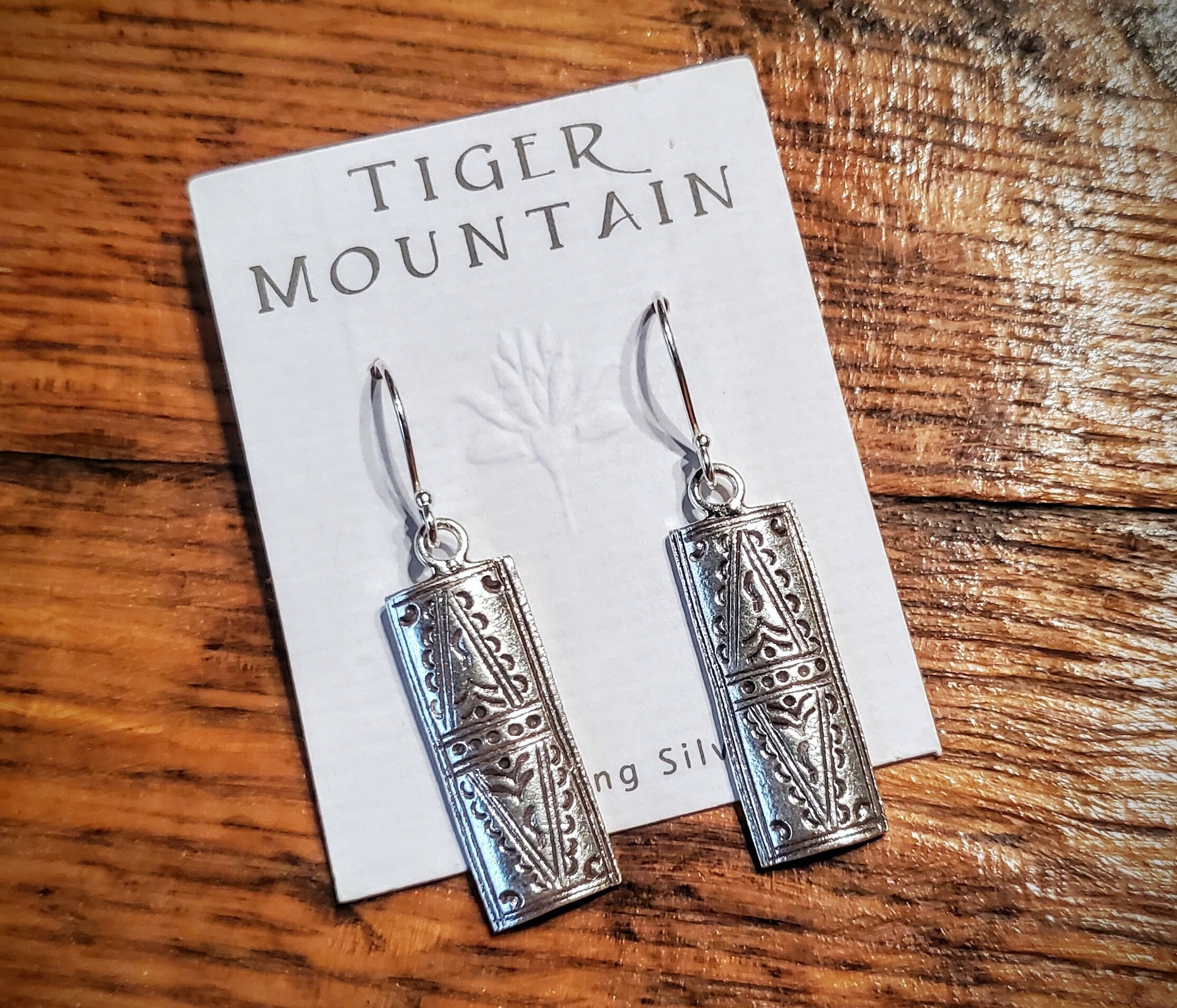 Sterling Silver Aztec Engraved Statement Earrings