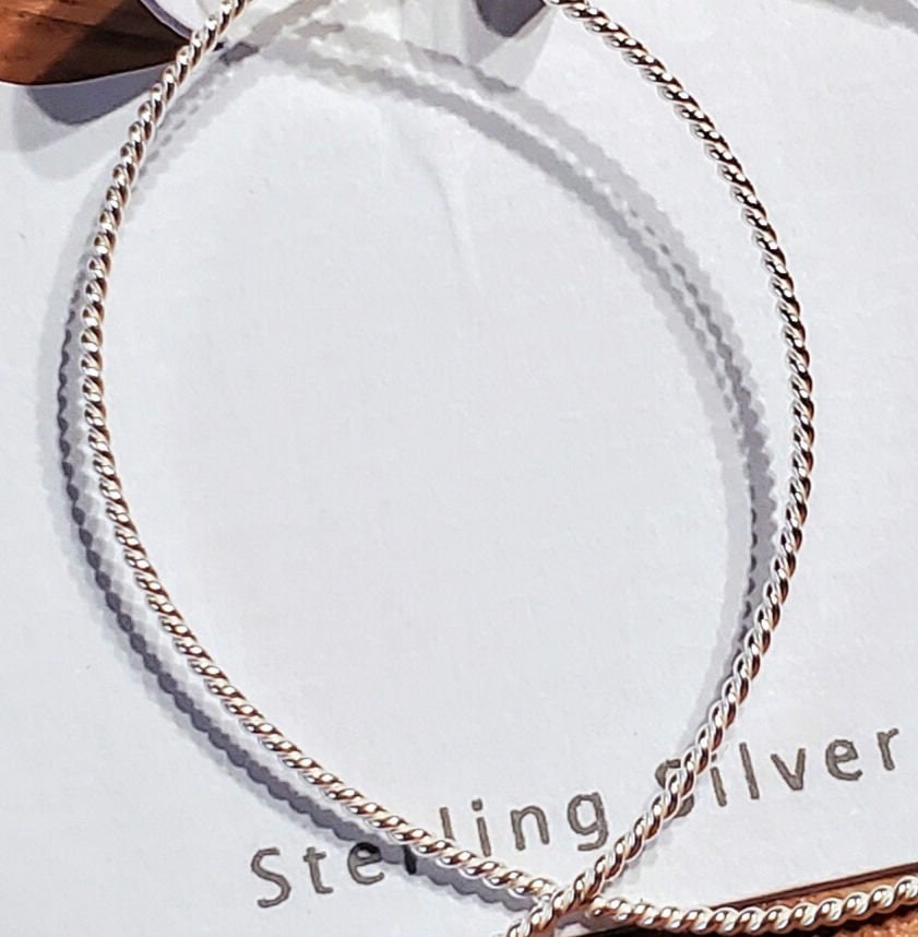 Sterling Silver Rope Hoop Earrings