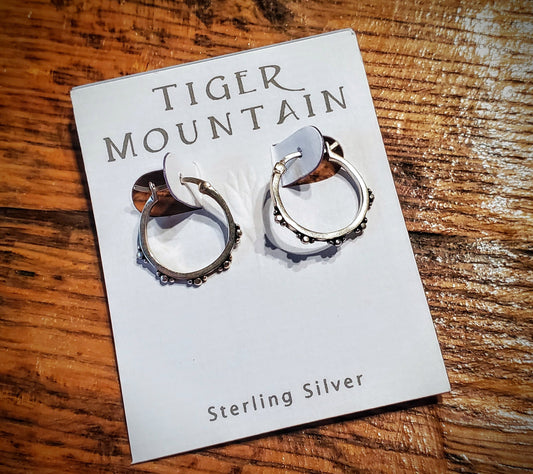 Sterling Silver Dotted Hoop Earrings