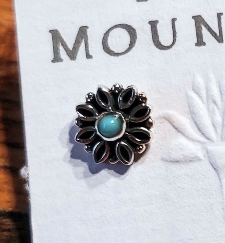 Dainty Sterling Silver & Turquoise Flower Stud Earrings