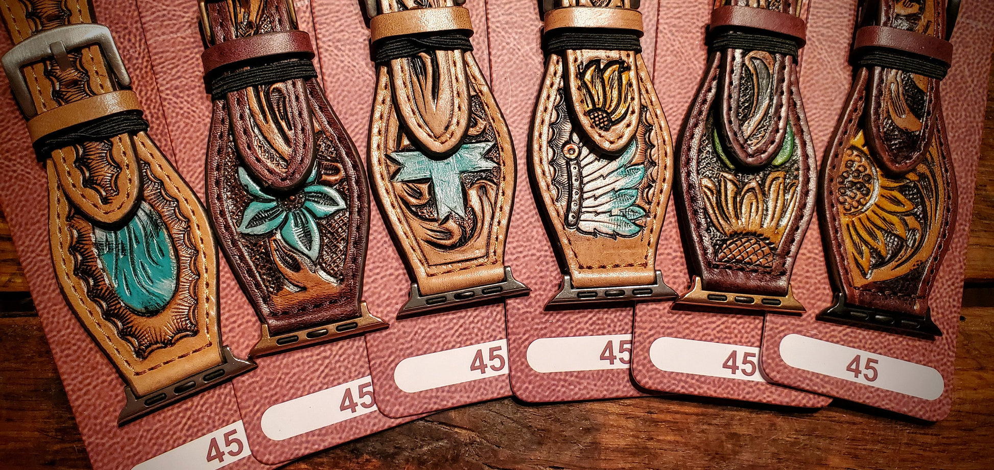 Hand Tooled Leather Watch Bands - Great Gifts & Stocking Stuffers!