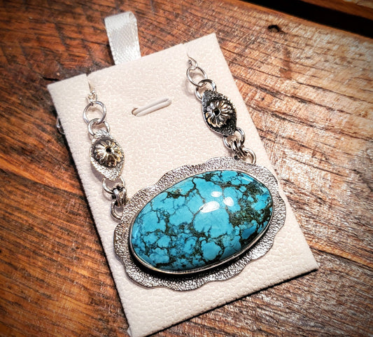 Sterling Silver & Turquoise Pendant Necklace with 20" Sterling Silver Chain