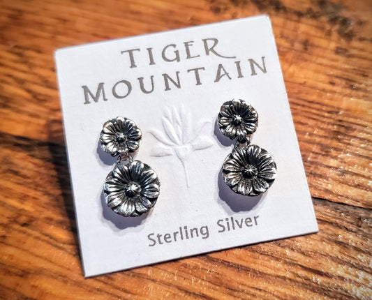 Sterling Silver & Turquoise Flower Earrings