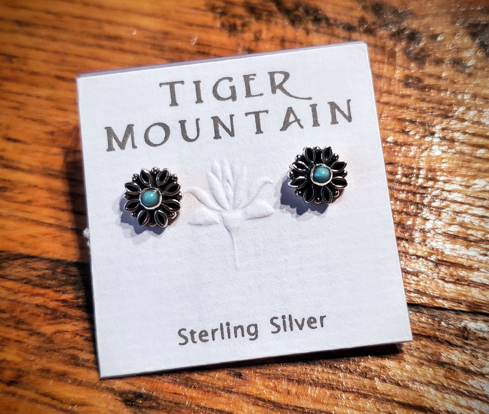 Dainty Sterling Silver & Turquoise Flower Stud Earrings