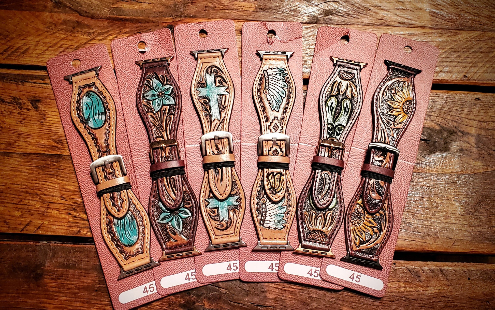 Hand Tooled Leather Watch Bands - Great Gifts & Stocking Stuffers!