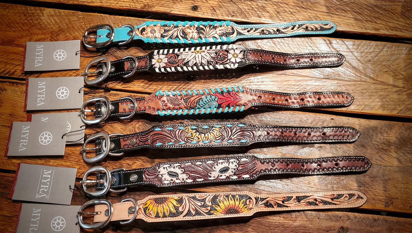 Genuine Hand Tooled Leather Dog Collars - Great Gifts & Stocking Stuffers!