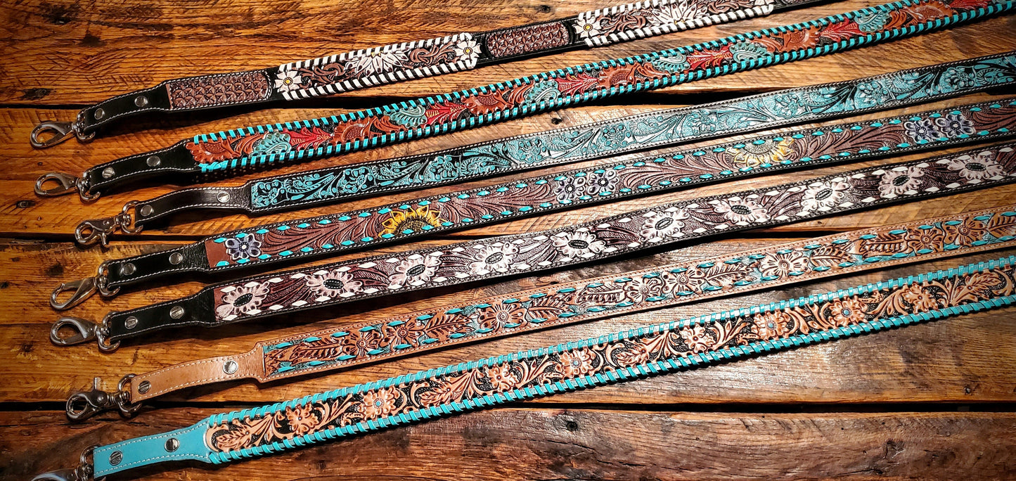 Genuine Hand Tooled Western Leather Crossbody Purse Straps - Upgrade Your Favorite Purse!