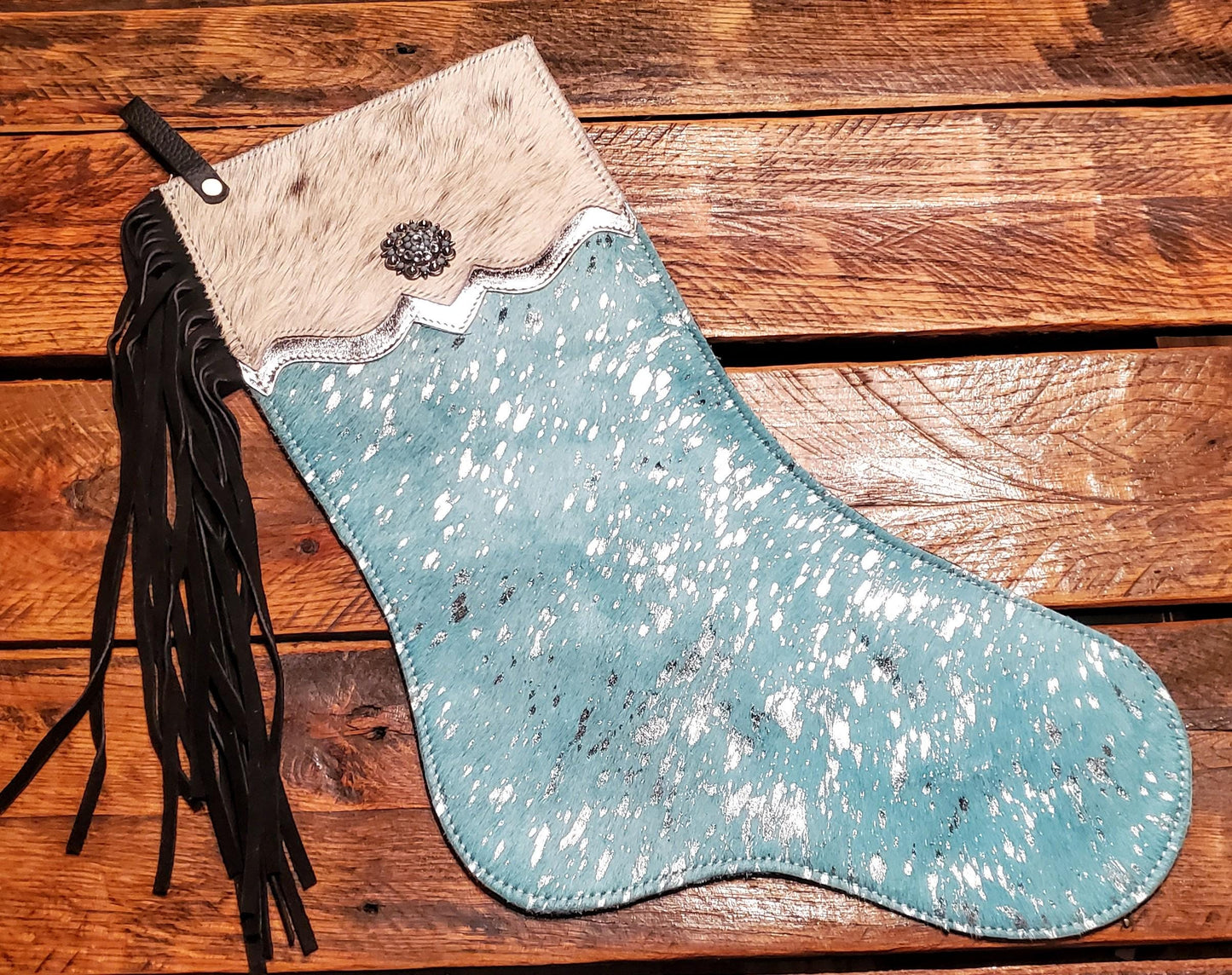 Genuine Tooled Leather Cowhide Christmas Stockings