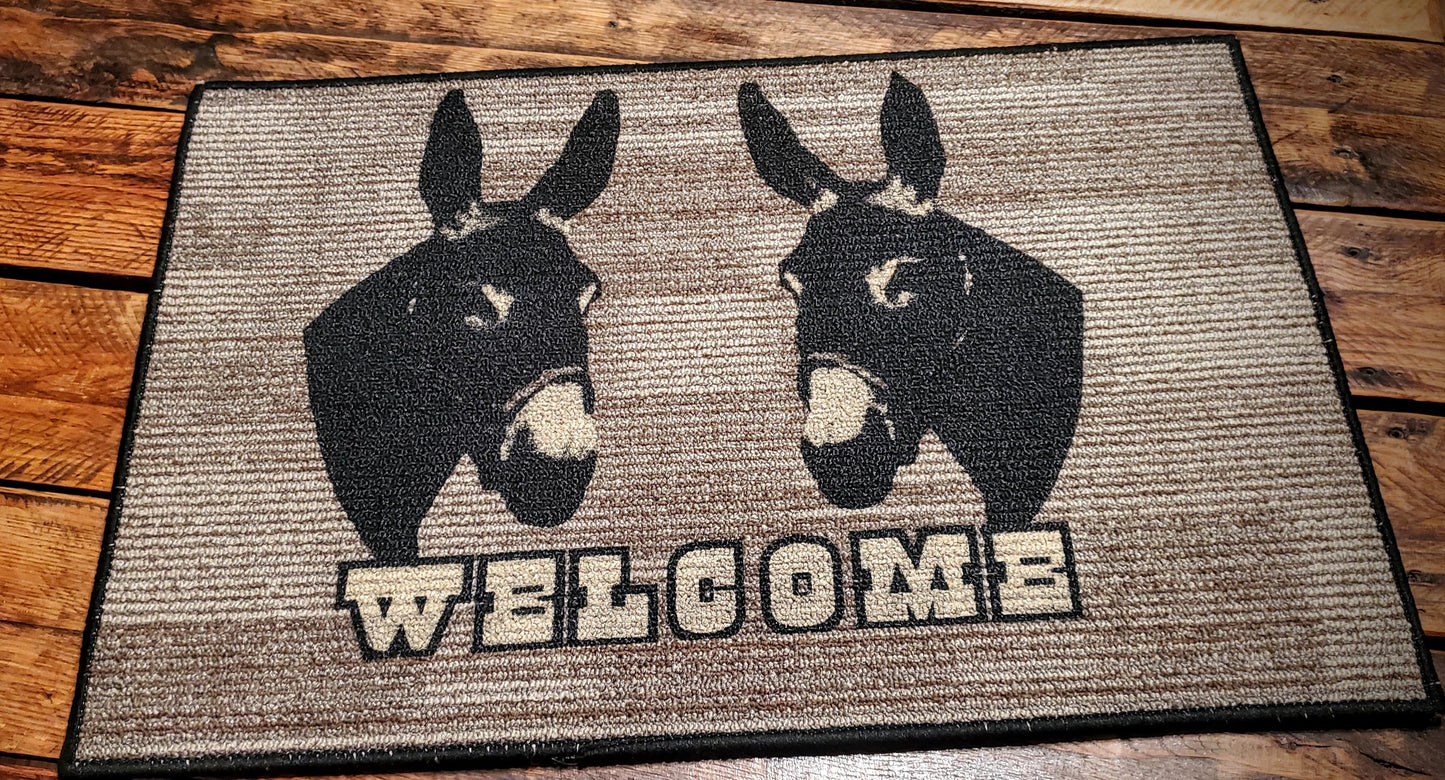 Mules Western Welcome Mat / Accent Rug 27" x 18" - Great gift ideas!