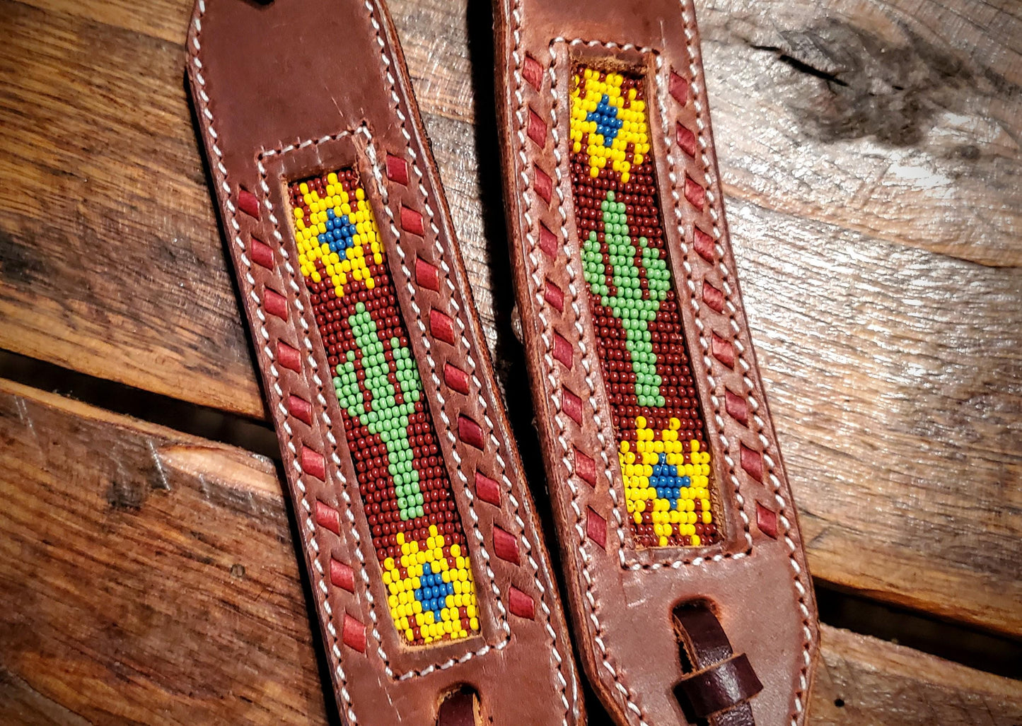 Cactus & Sunflower Beaded One Ear Headstall