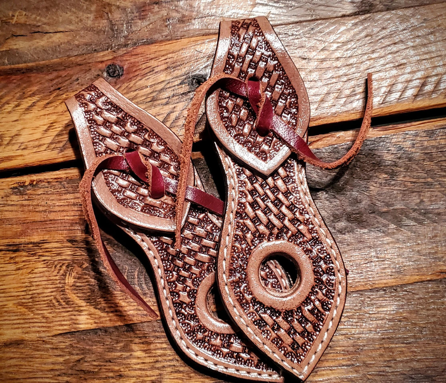 Tooled Leather & Studded Quick Change Slobber Straps