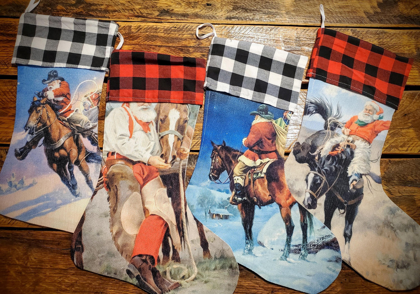 Vintage Cowboy Santa Christmas Stockings