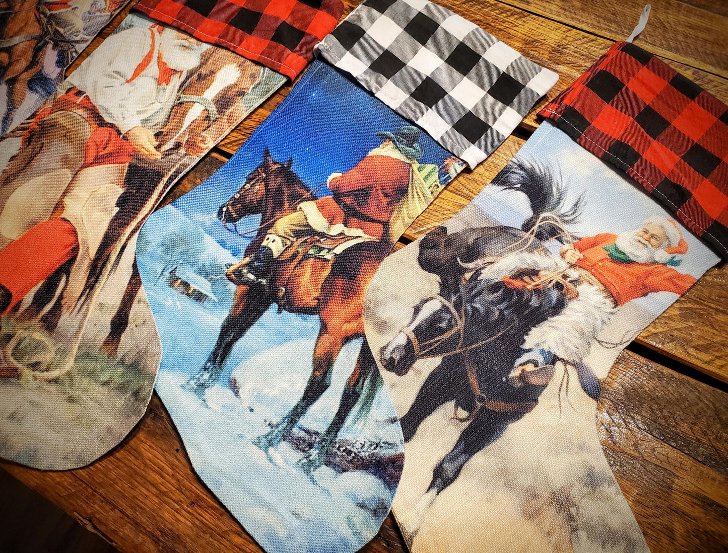 Vintage Cowboy Santa Christmas Stockings