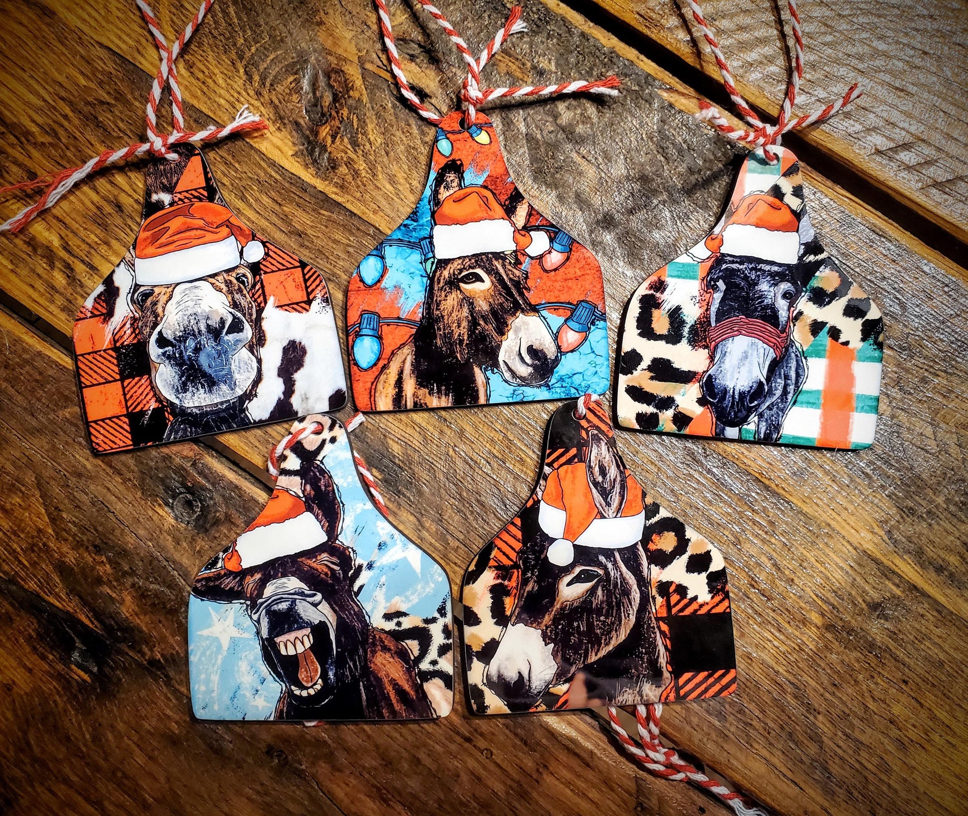 Country Christmas Farm Animal Earrings - Handmade Holiday Printed Wood Earrings - Hypoallergenic, Pick Your Style