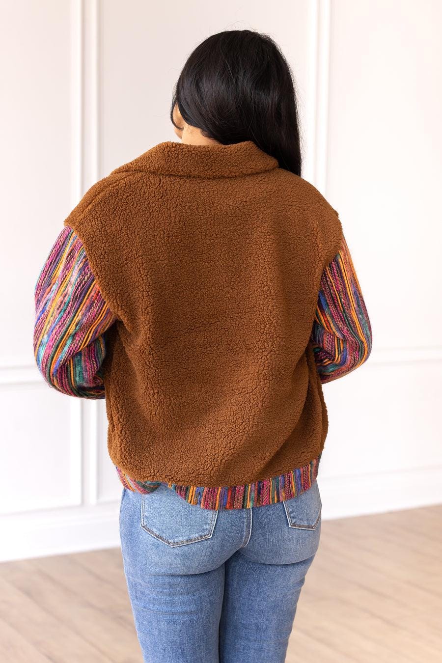 Retro Colorful Textured Sherpa Shacket Shirt Jacket - Women's Small to 3XL!