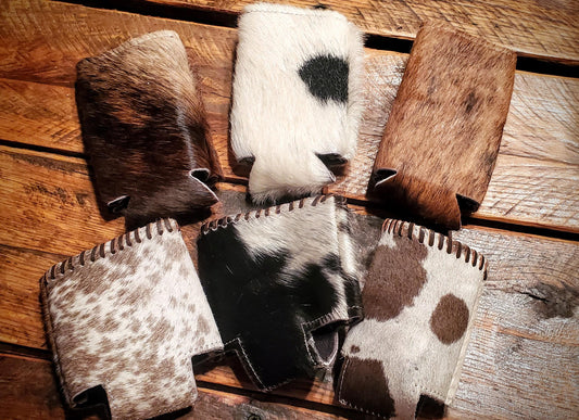 Genuine Cowhide Can Coolers / Koozies - Customize It with your name, brand, or monogram! Great gifts & stocking stuffers!