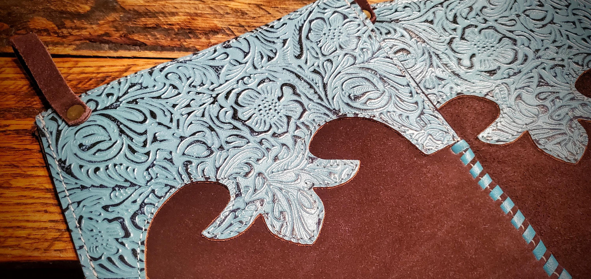 Genuine Tooled Turquoise & Roughout Laced Christmas Stockings