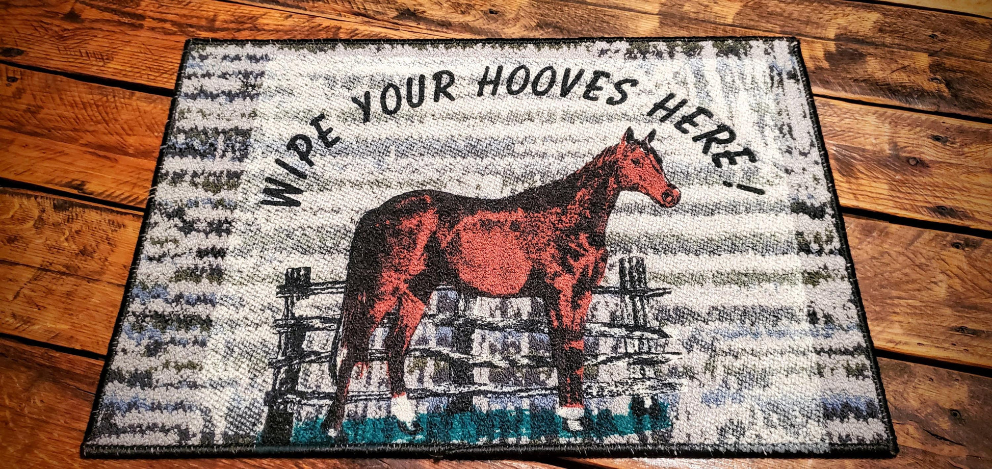 Wipe Your Hooves Here - Funny Western Welcome Mat / Accent Rug 27" x 18"