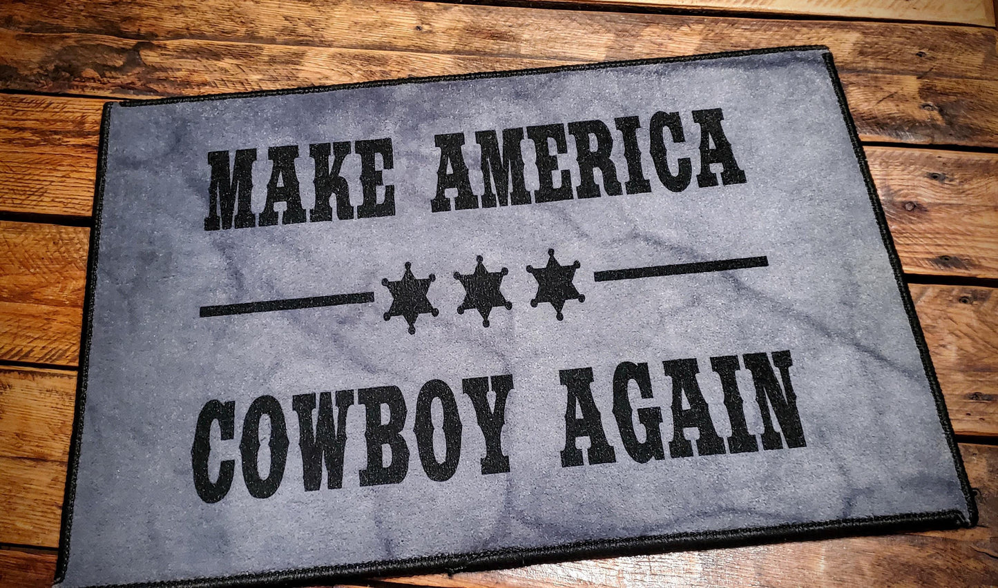 Make America Cowboy Again - Funny Western Welcome Mat / Accent Rug 27" x 18"