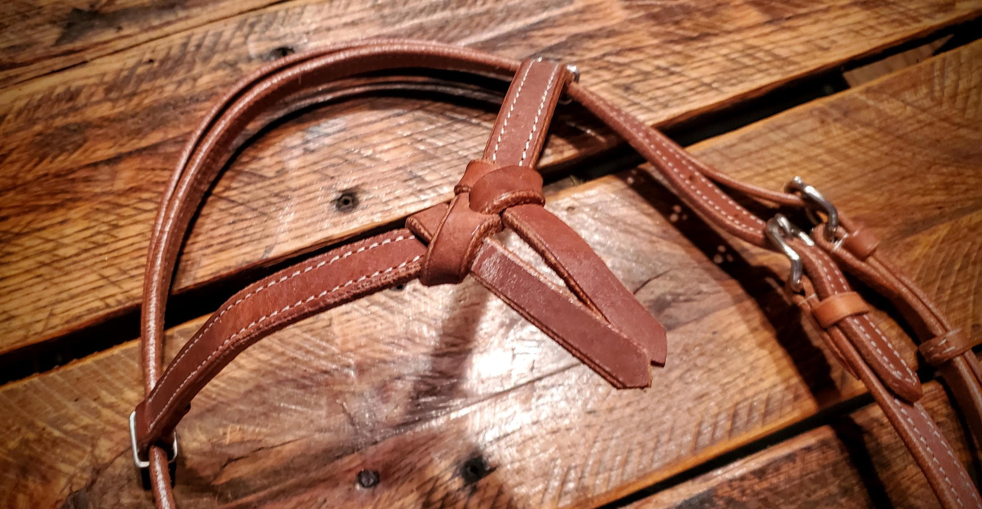 Genuine Harness Leather Futurity Knot Headstall with Quick Change Bit Ends