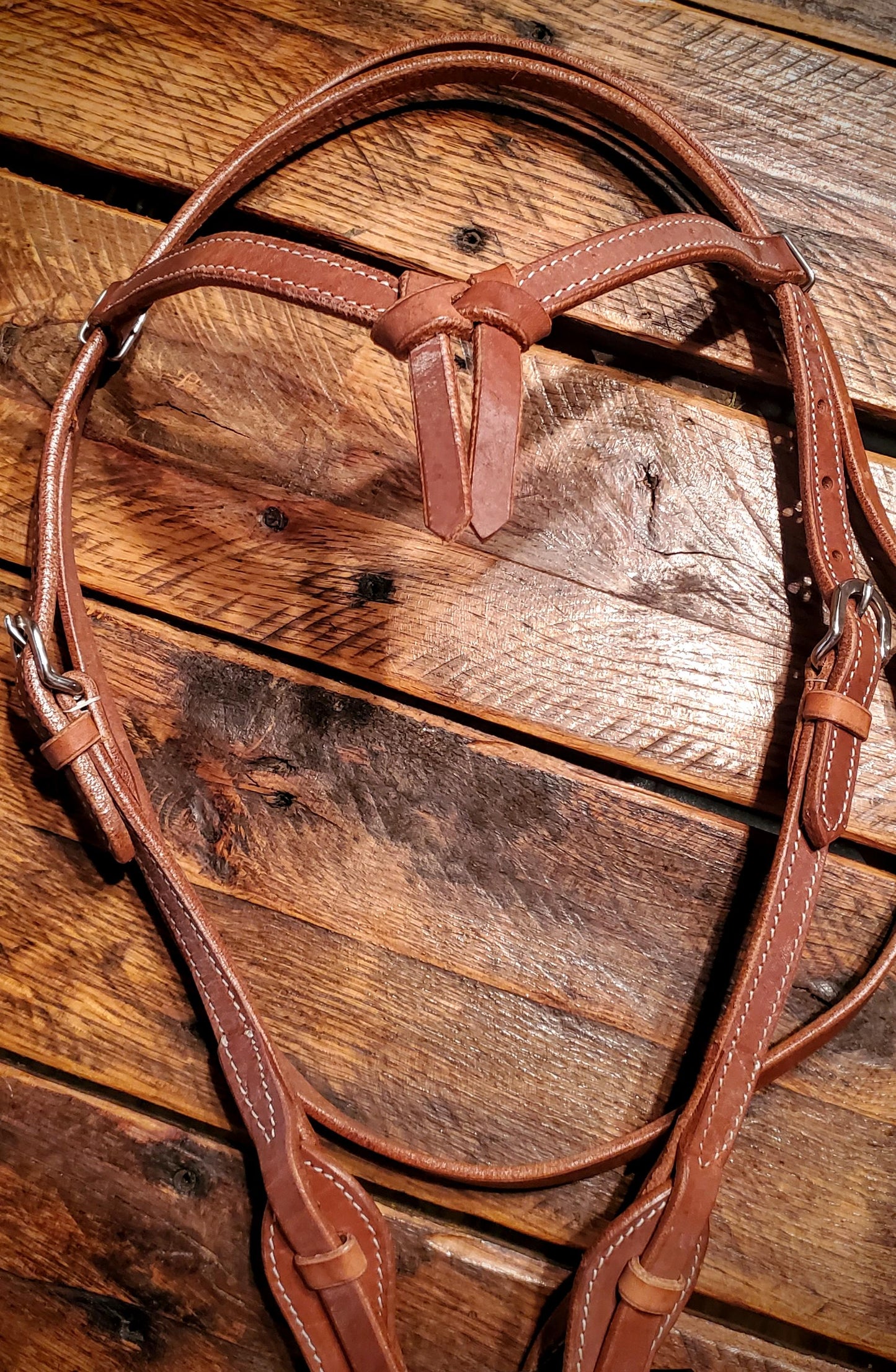 Genuine Harness Leather Futurity Knot Headstall with Quick Change Bit Ends