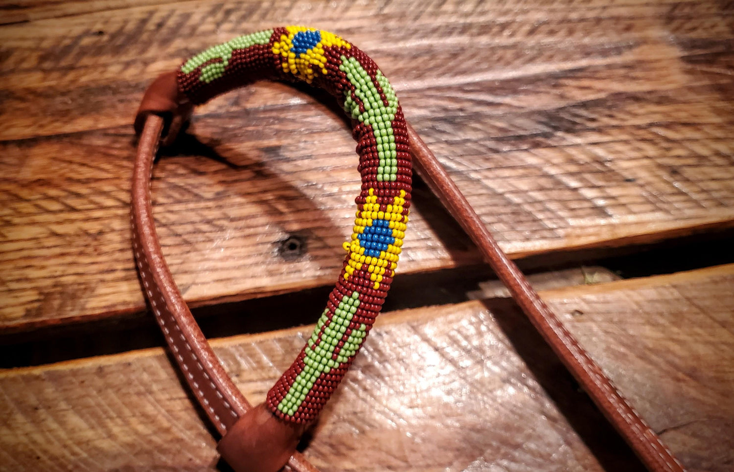 Cactus & Sunflower Beaded One Ear Headstall