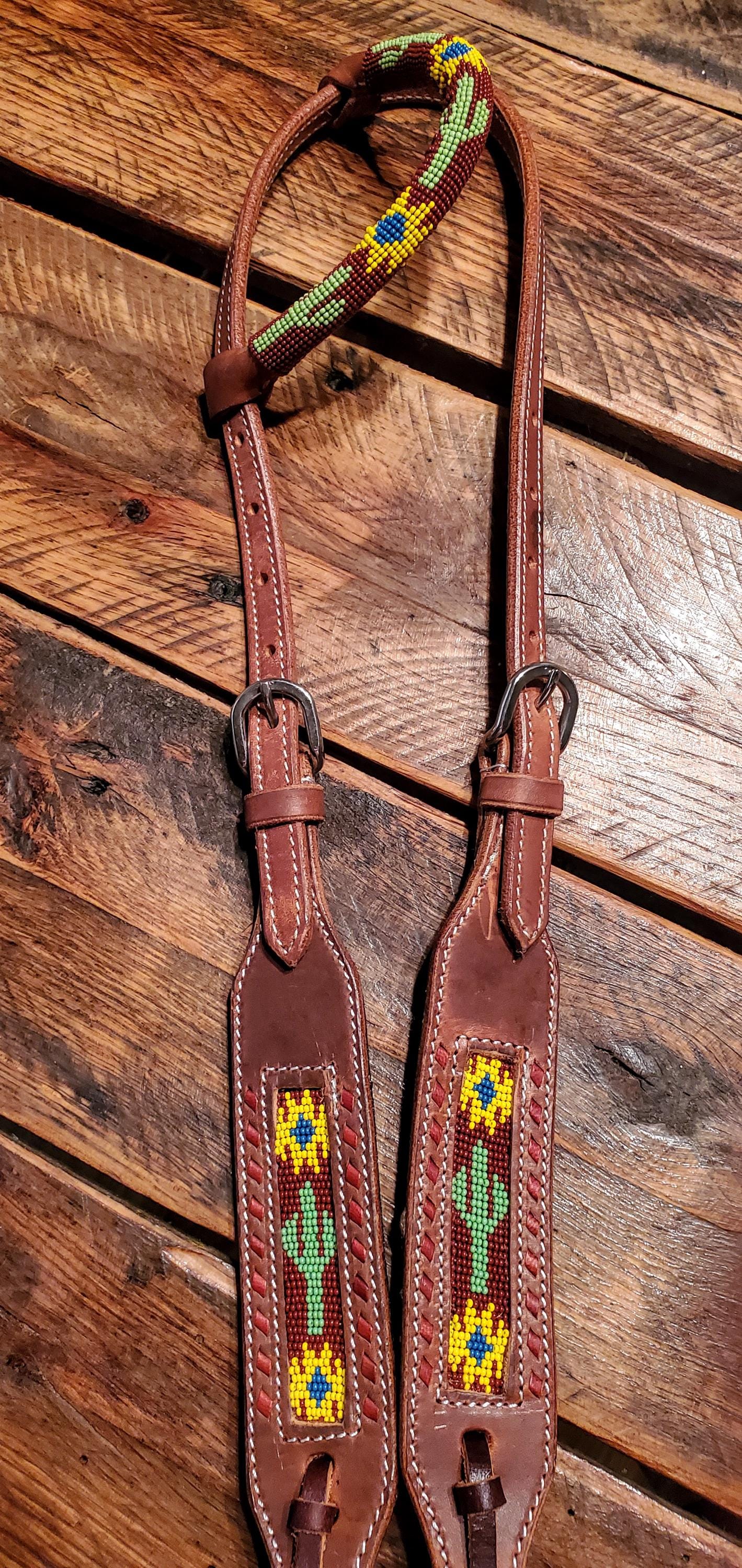 Cactus & Sunflower Beaded One Ear Headstall