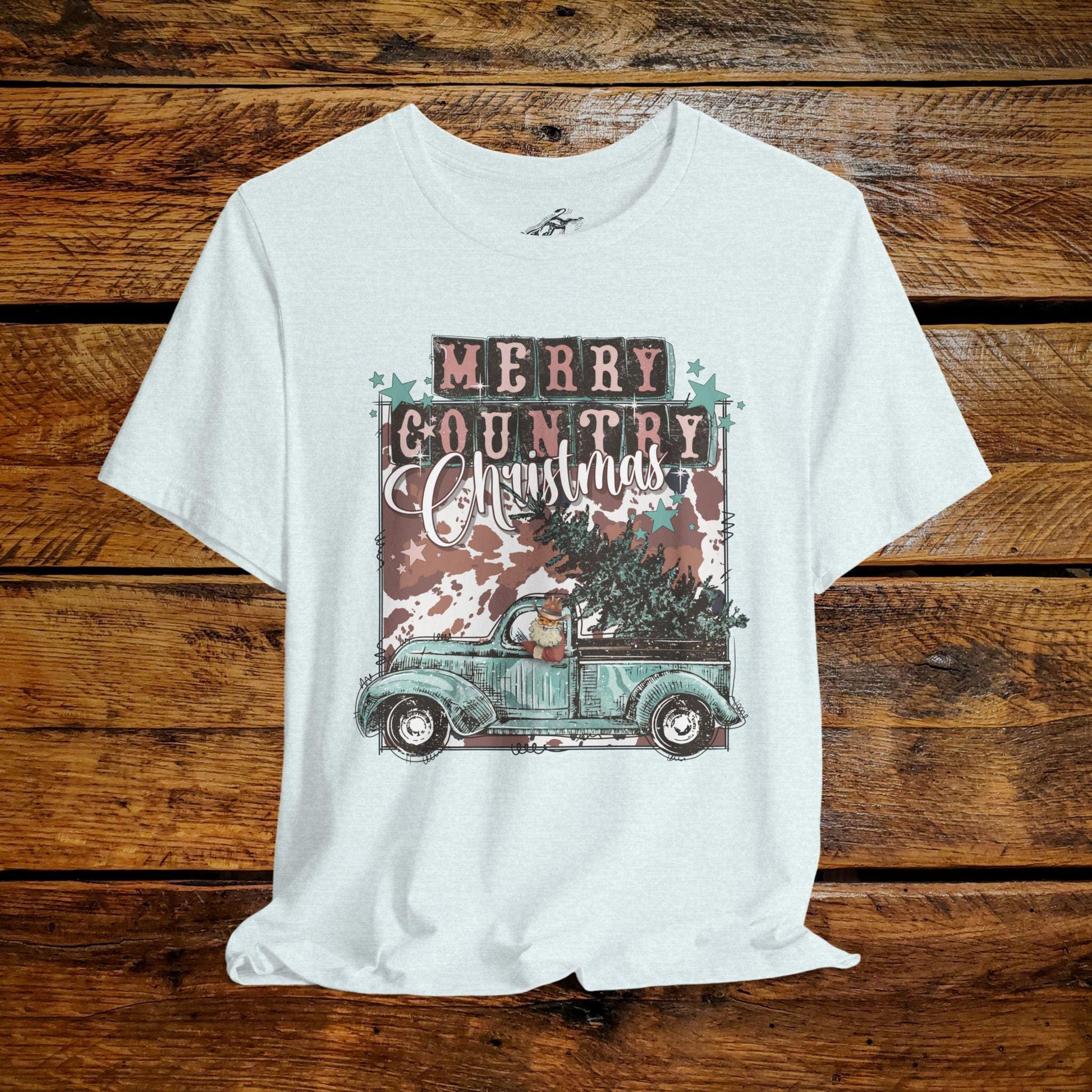 Merry Country Christmas Retro Truck - Premium Extra Soft Vintage Western Tee Shirt - Pick Your Color - Baby, Toddler, Youth, Adult Sizes