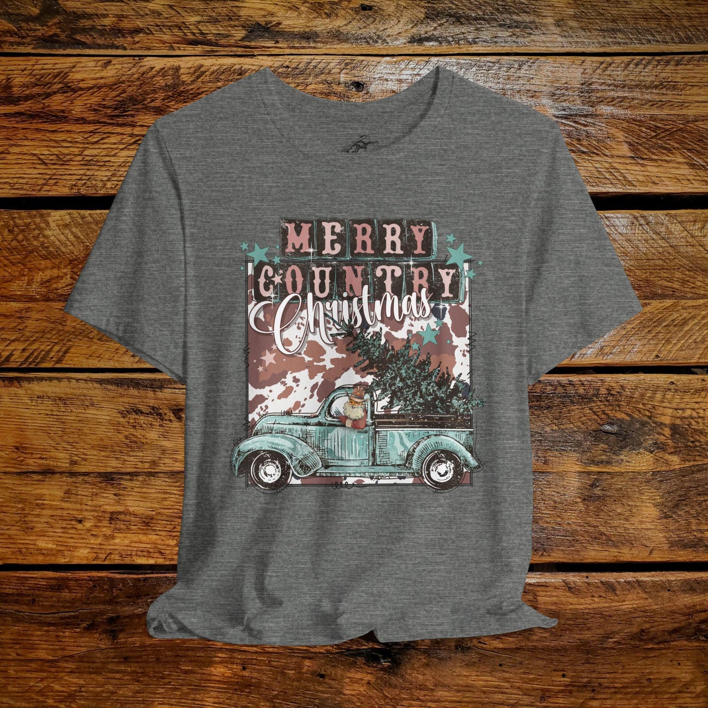 Merry Country Christmas Retro Truck - Premium Extra Soft Vintage Western Tee Shirt - Pick Your Color - Baby, Toddler, Youth, Adult Sizes