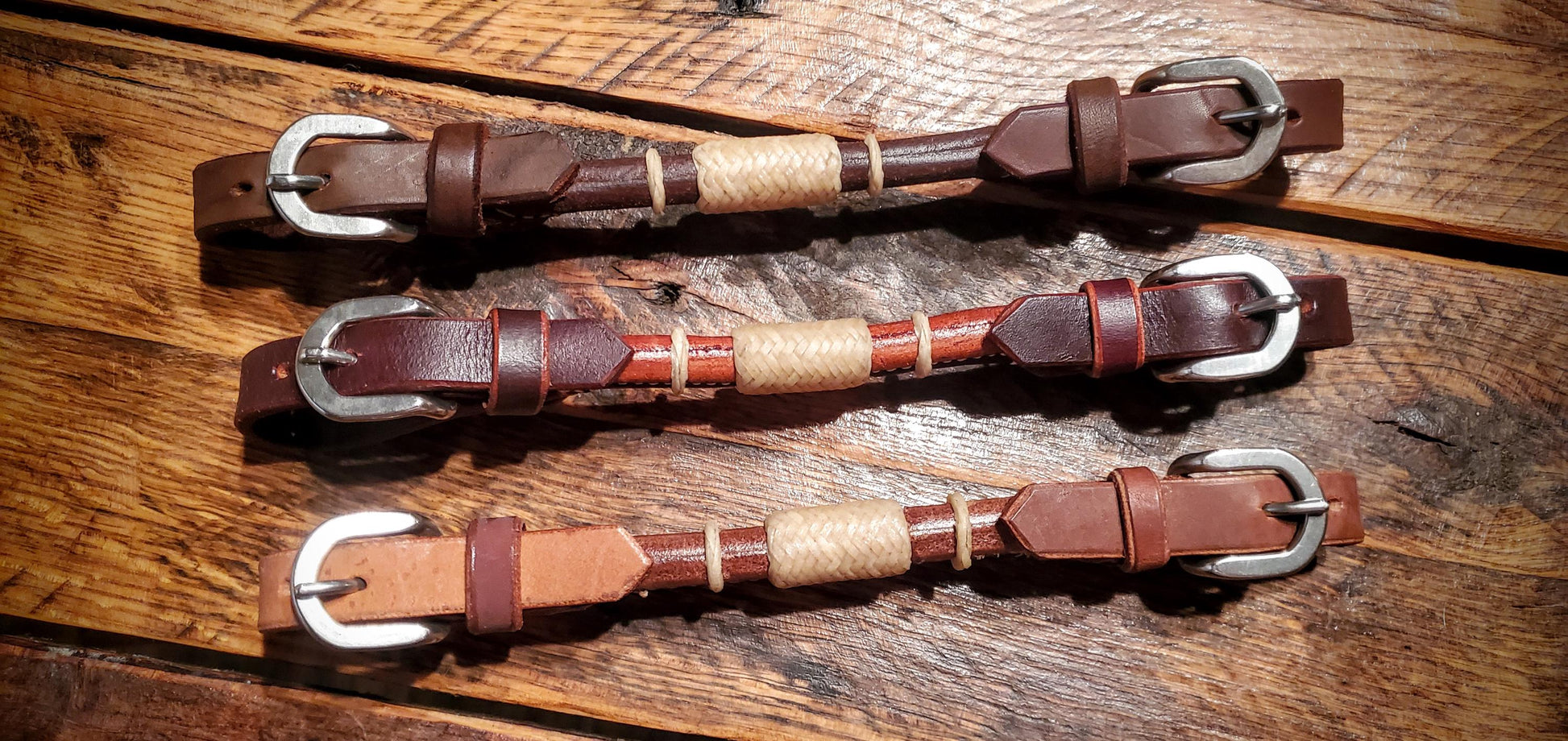 Braided Rawhide Rolled Leather Curb / Chin Straps