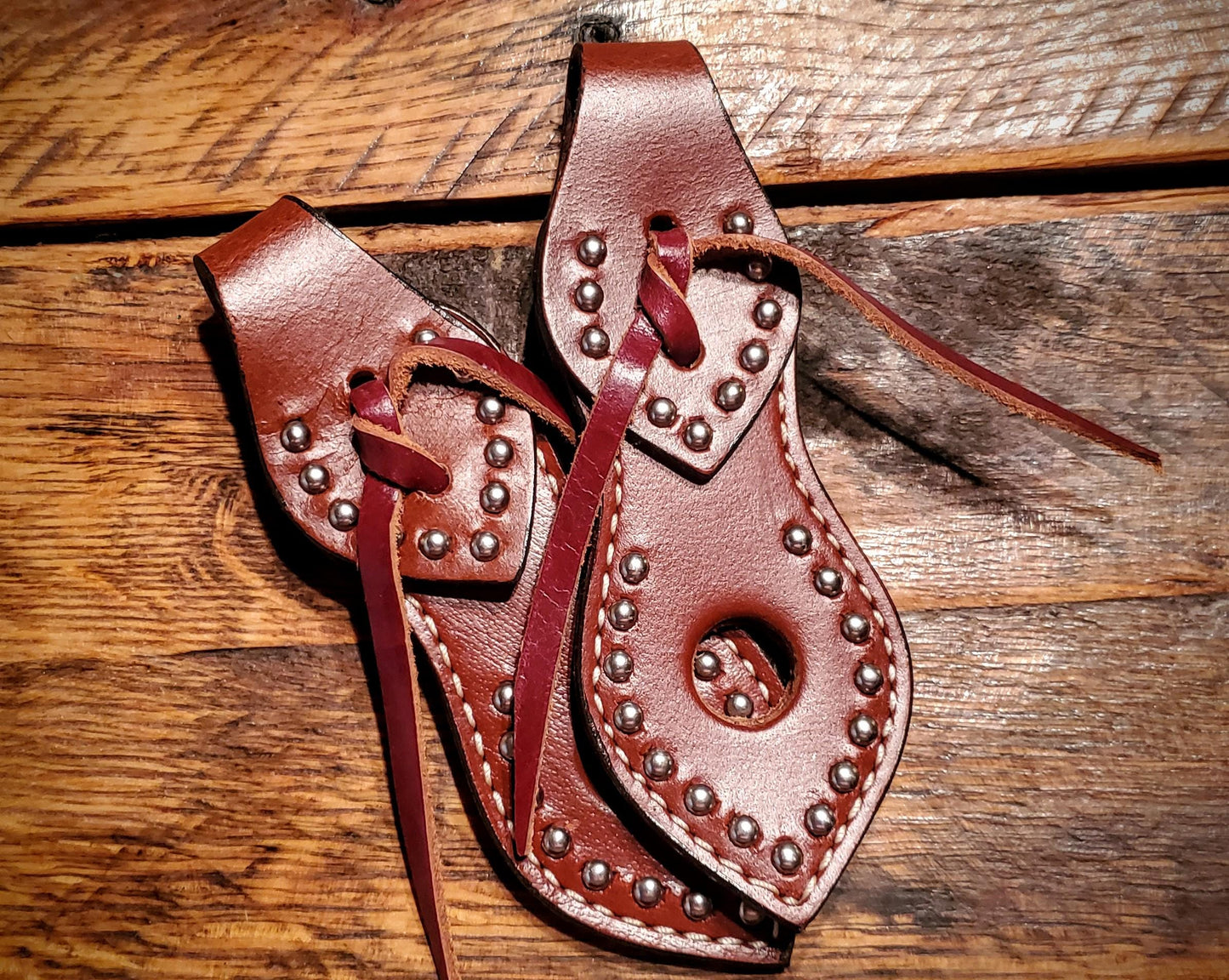 Tooled Leather & Studded Quick Change Slobber Straps