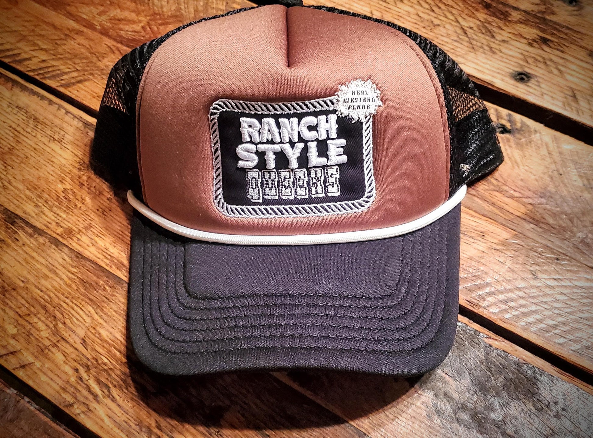 Ranch Style Queens - Real Western Flair - Embroidered Retro Foam Trucker Hat with Rope Detail