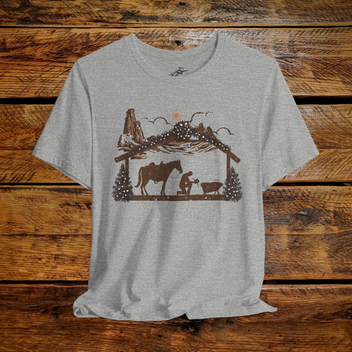 Cowboy Nativity Manger Scene - Premium Extra Soft Vintage Western Tee Shirt - Pick Your Color - Baby, Toddler, Youth, Adult Sizes