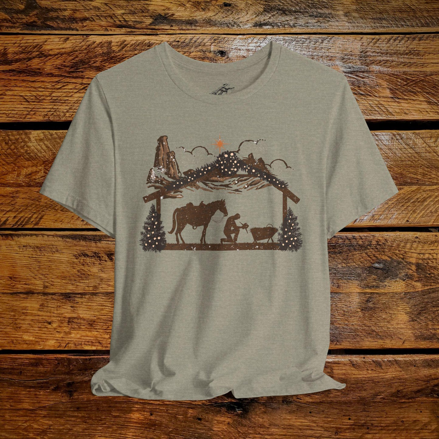 Cowboy Nativity Manger Scene - Premium Extra Soft Vintage Western Tee Shirt - Pick Your Color - Baby, Toddler, Youth, Adult Sizes