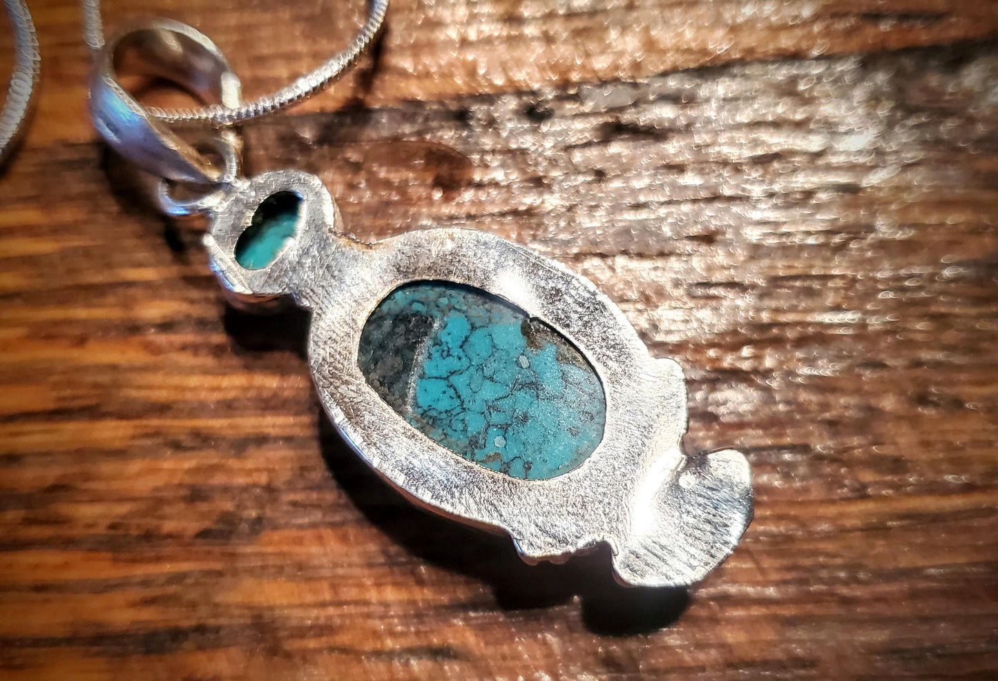 Sterling Silver & Turquoise Pendant Necklace with 24" Sterling Silver Chain