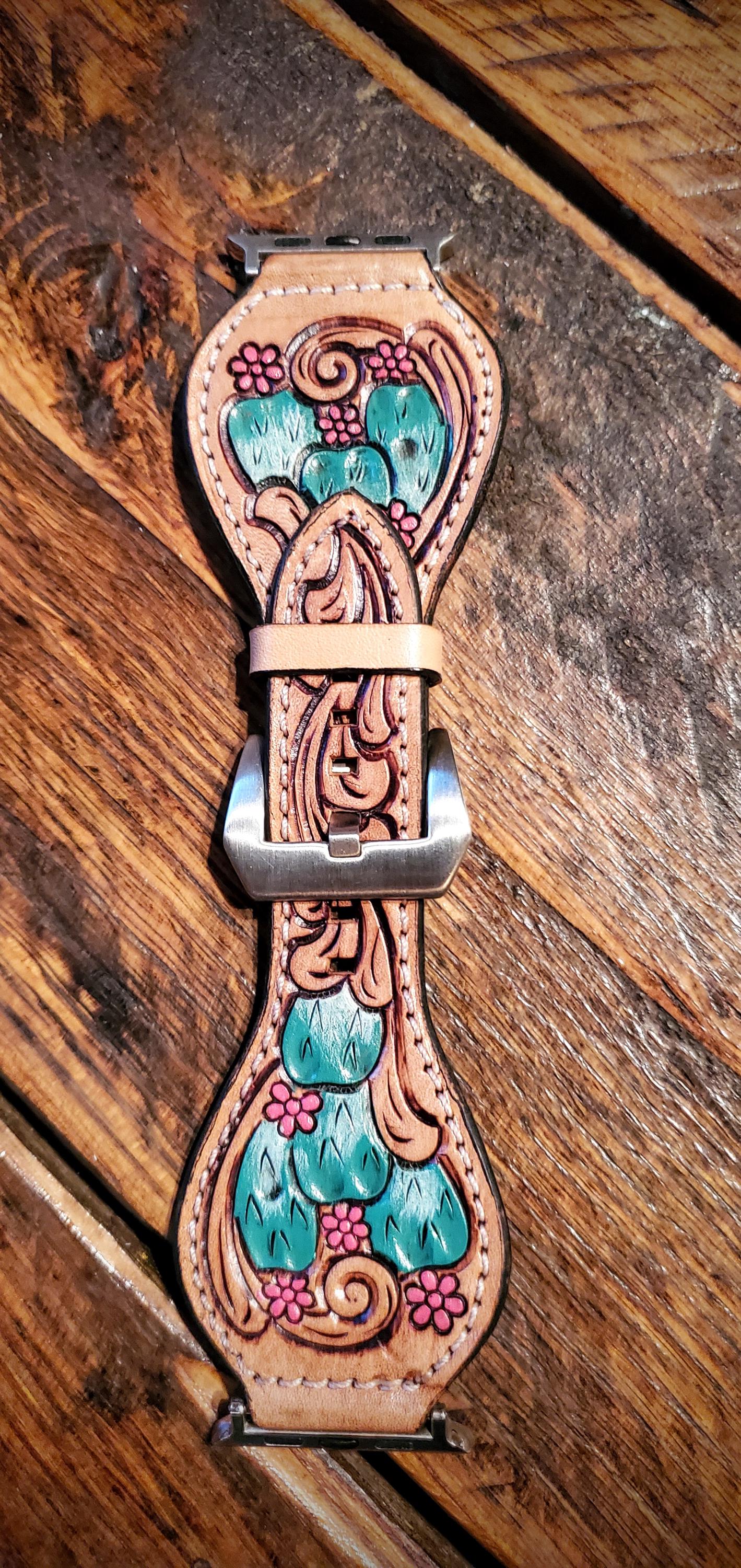 Hand Tooled Leather Watch Bands - Great Christmas Gifts & Stocking Stuffers!