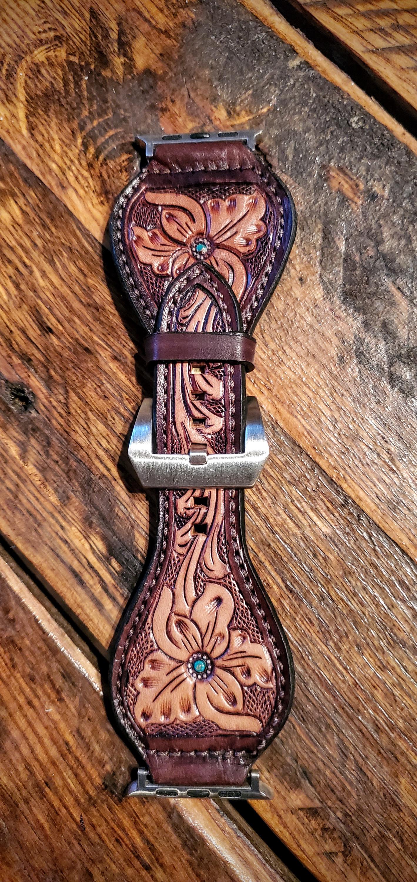 Hand Tooled Leather Watch Bands - Great Christmas Gifts & Stocking Stuffers!