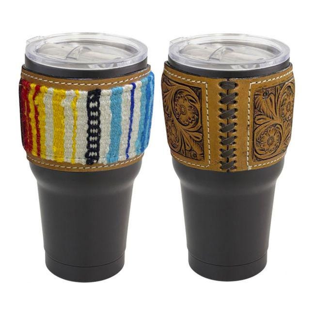 Western 32oz Insulated Tumblers with Tooled Leather Sleeve - Great gifts for mom, sister, girlfriend, and wife!