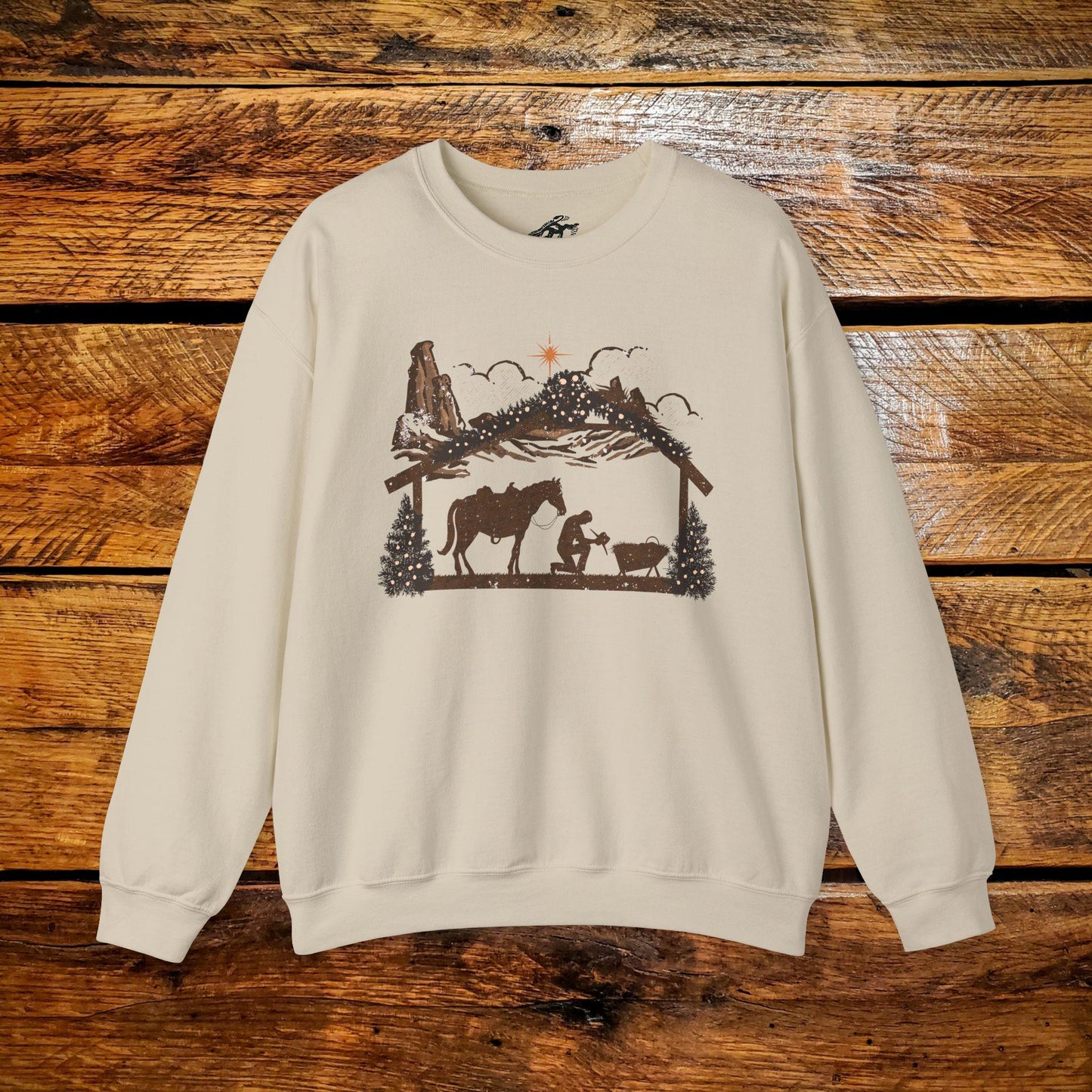 Cowboy Nativity Manger Scene - Premium Vintage Western Sweatshirt - Pick Your Color - Youth & Adult Sizes