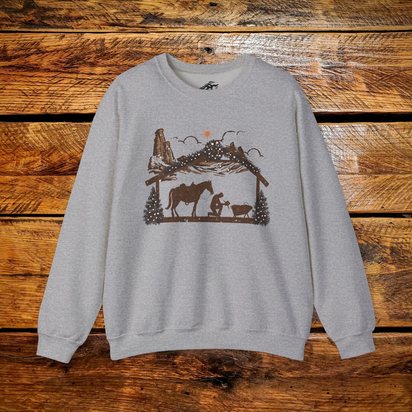 Cowboy Nativity Manger Scene - Premium Vintage Western Sweatshirt - Pick Your Color - Youth & Adult Sizes