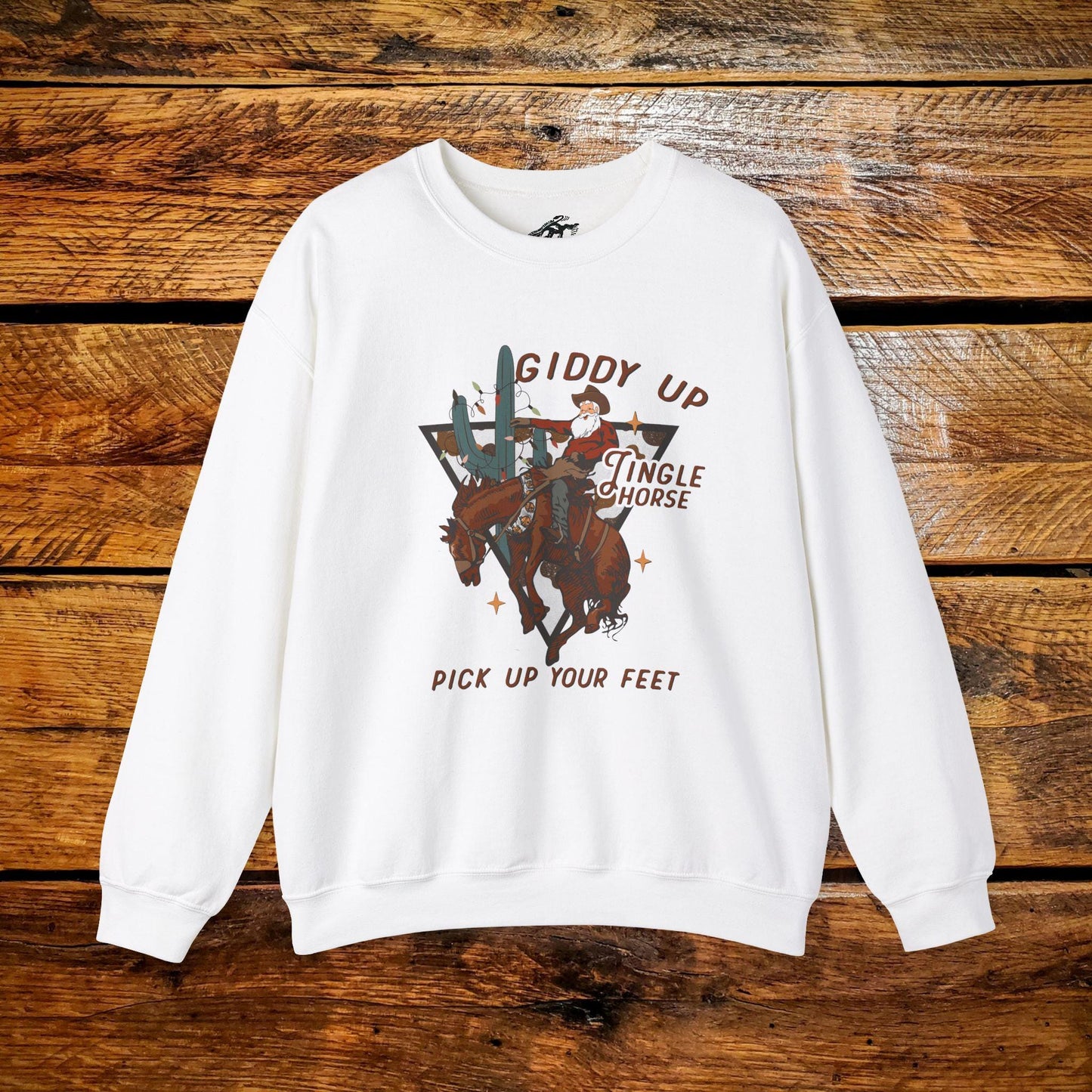 Giddy Up Jingle Horse Cowboy Santa - Premium Vintage Western Sweatshirt - Pick Your Color - Youth & Adult Sizes