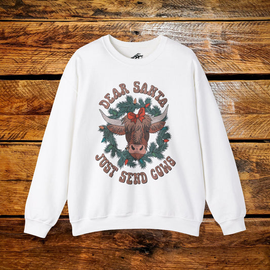 Dear Santa, Just Send Cows - Premium Vintage Western Sweatshirt - Pick Your Color - Youth & Adult Sizes