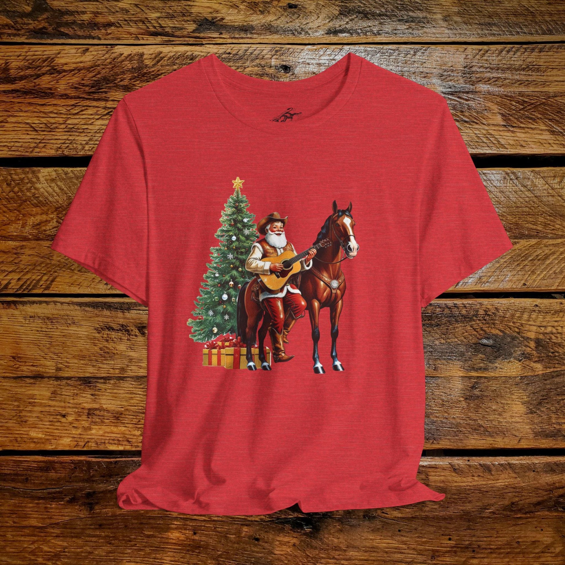 Vintage Cowboy Santa Rockin' Guitar - Premium Extra Soft Vintage Western Tee Shirt - Pick Your Color - Baby, Toddler, Youth, Adult Sizes