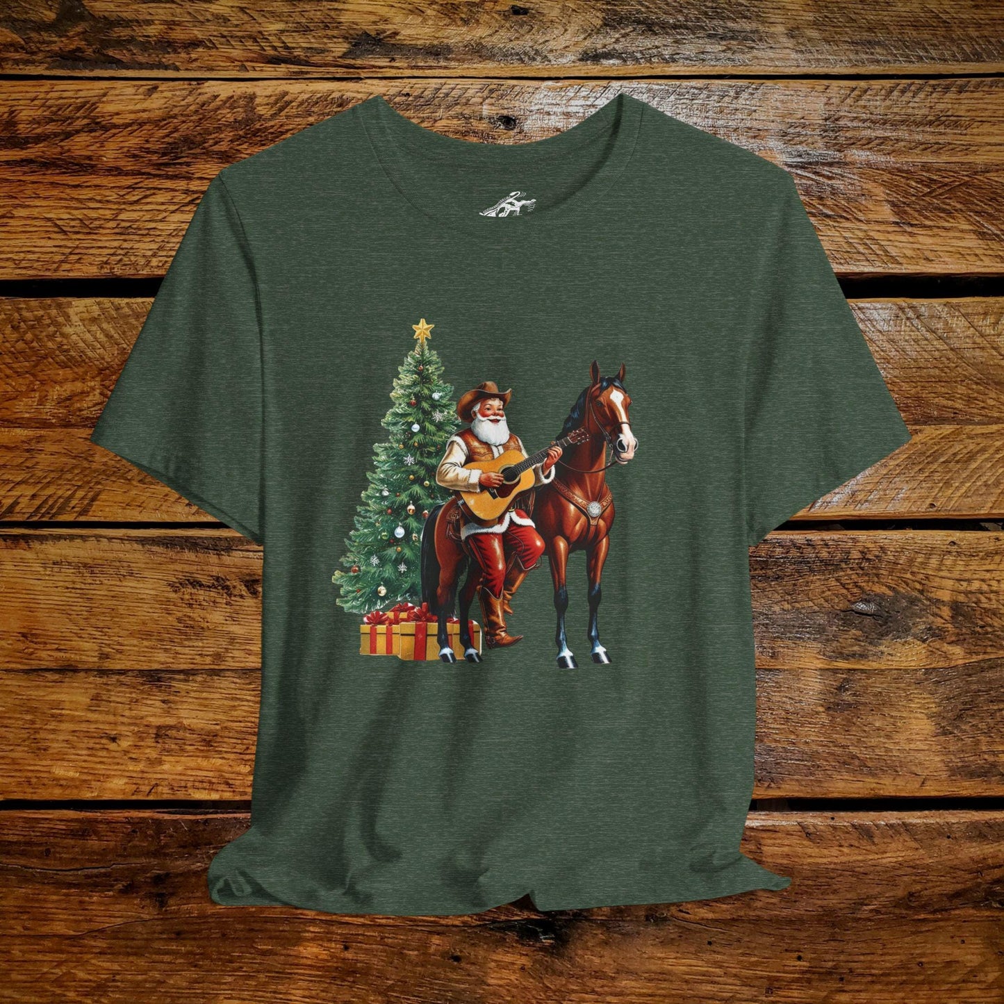 Vintage Cowboy Santa Rockin' Guitar - Premium Extra Soft Vintage Western Tee Shirt - Pick Your Color - Baby, Toddler, Youth, Adult Sizes