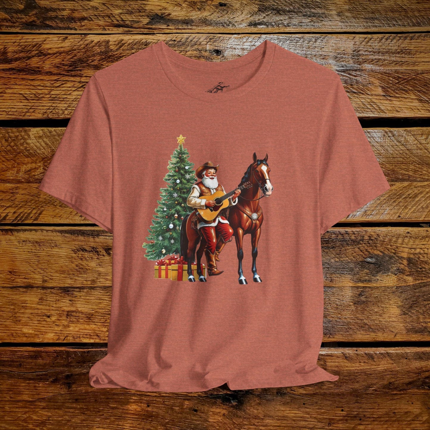 Vintage Cowboy Santa Rockin' Guitar - Premium Extra Soft Vintage Western Tee Shirt - Pick Your Color - Baby, Toddler, Youth, Adult Sizes